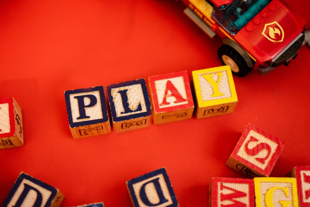 Colorful alphabet letter blocks for learning