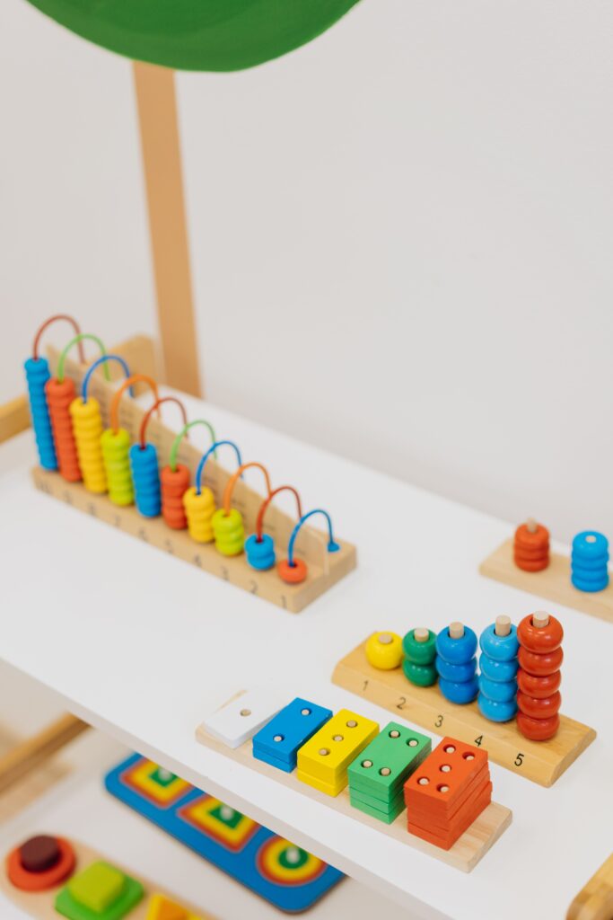 Educational and learning toys displayed on a shelf