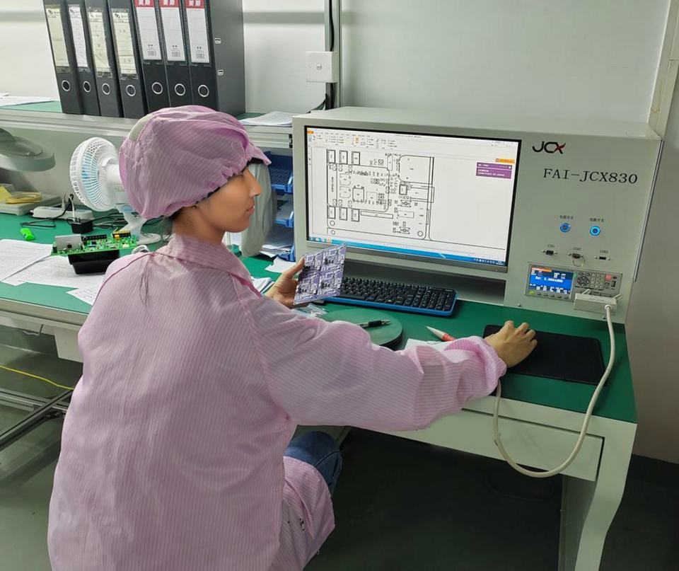 QC inspector performing first-article inspection (FAI) on a molded part